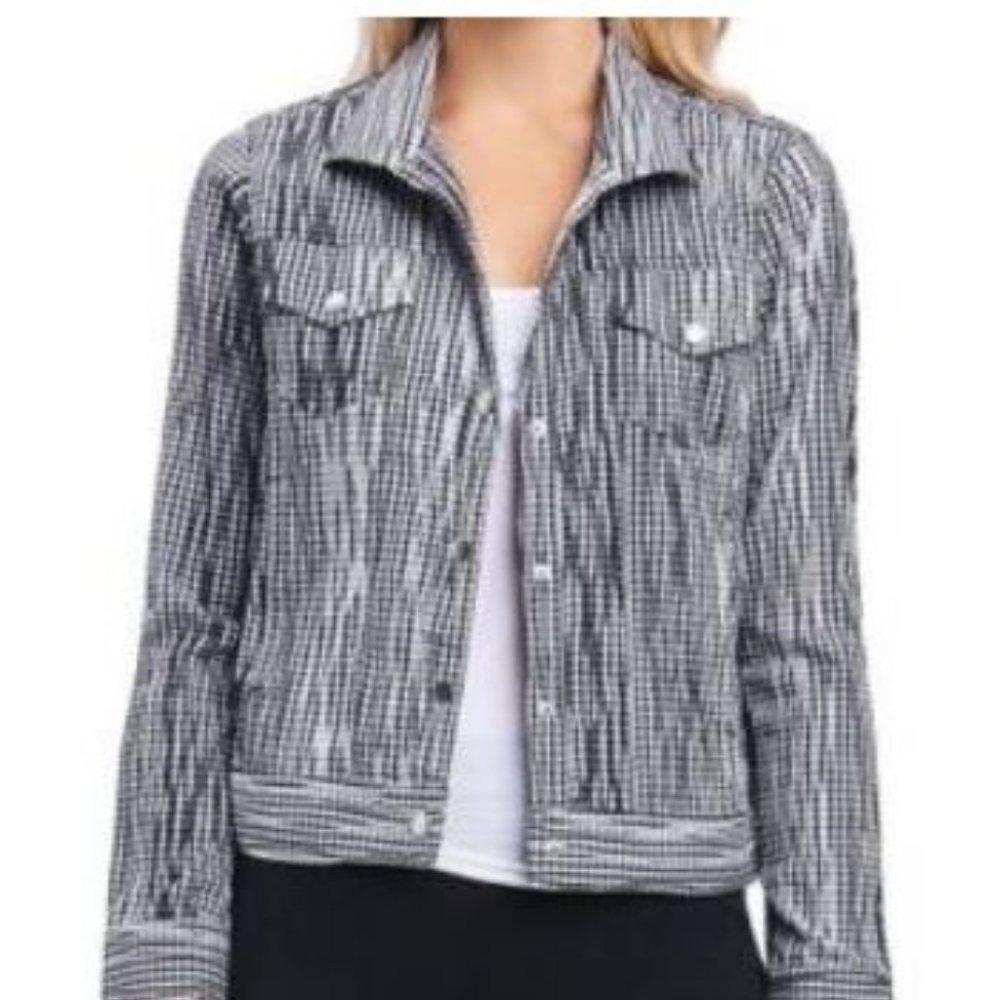 Foxcroft Black and White Gingham Button Down Jacket  Size 8